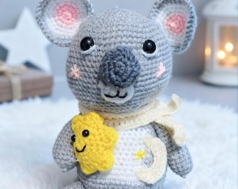 Padrão de crochê Amigurumi de Coala com Brinquedo de Lua e Estrela (PDF)