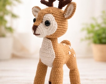 Padrão de crochê Amigurumi de Veado Bebê: Brinquedo de Animal Filhote de Veado (PDF)