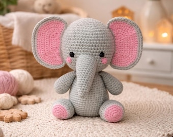 Padrão de crochê Amigurumi de Elefante: Brinquedo de Animal de Safari em PDF