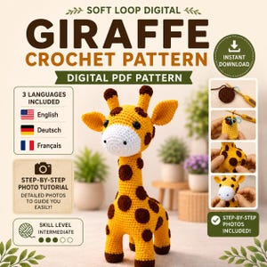 Crochet Giraffe Amigurumi Pattern | Beginner Safari Animal Plush Toy (PDF Download)