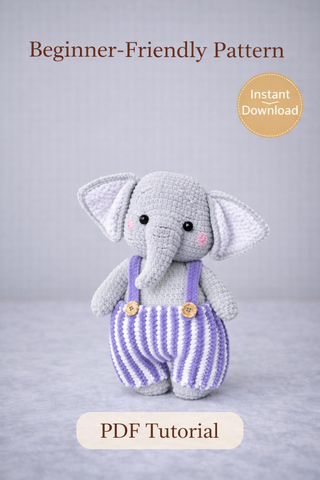 Elephant Amigurumi Crochet Pattern Velvet Plush Animal Toy PDF - Etsy