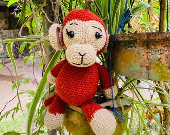 Padrão de Amigurumi de Macaco de Crochê: Adorável Brinquedo de Animal da Selva (PDF)