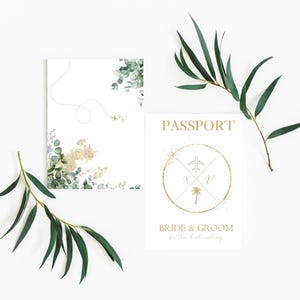 Printable Passport Wedding Invitation Editable Template | Instant Download | EUCALYPTUS Green Delight