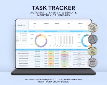 Task Tracker Spreadsheet Google Spreadsheets Excel Digitale takenlijst Productiviteit Template Manager Werkorganisatie Team Projectmanager