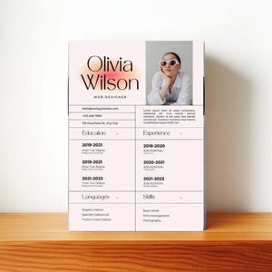 10 modelos de currículo editáveis para irmandade rosa, design Canva com foto, carta de apresentação estilosa para recrutamento de irmandade, pacote rápido para a vida grega fofa