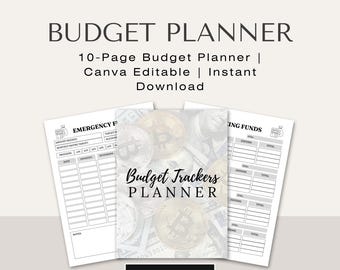 Digitale budgetplanner: bewerkbare Canva Finance Tracker (afdrukbare pdf)