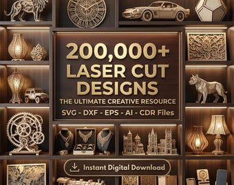 200.000+ Laser Cut Designs Bundle, Wohnkultur, Kinder Basteln, 3D Holz Muster (Digitaler Download)