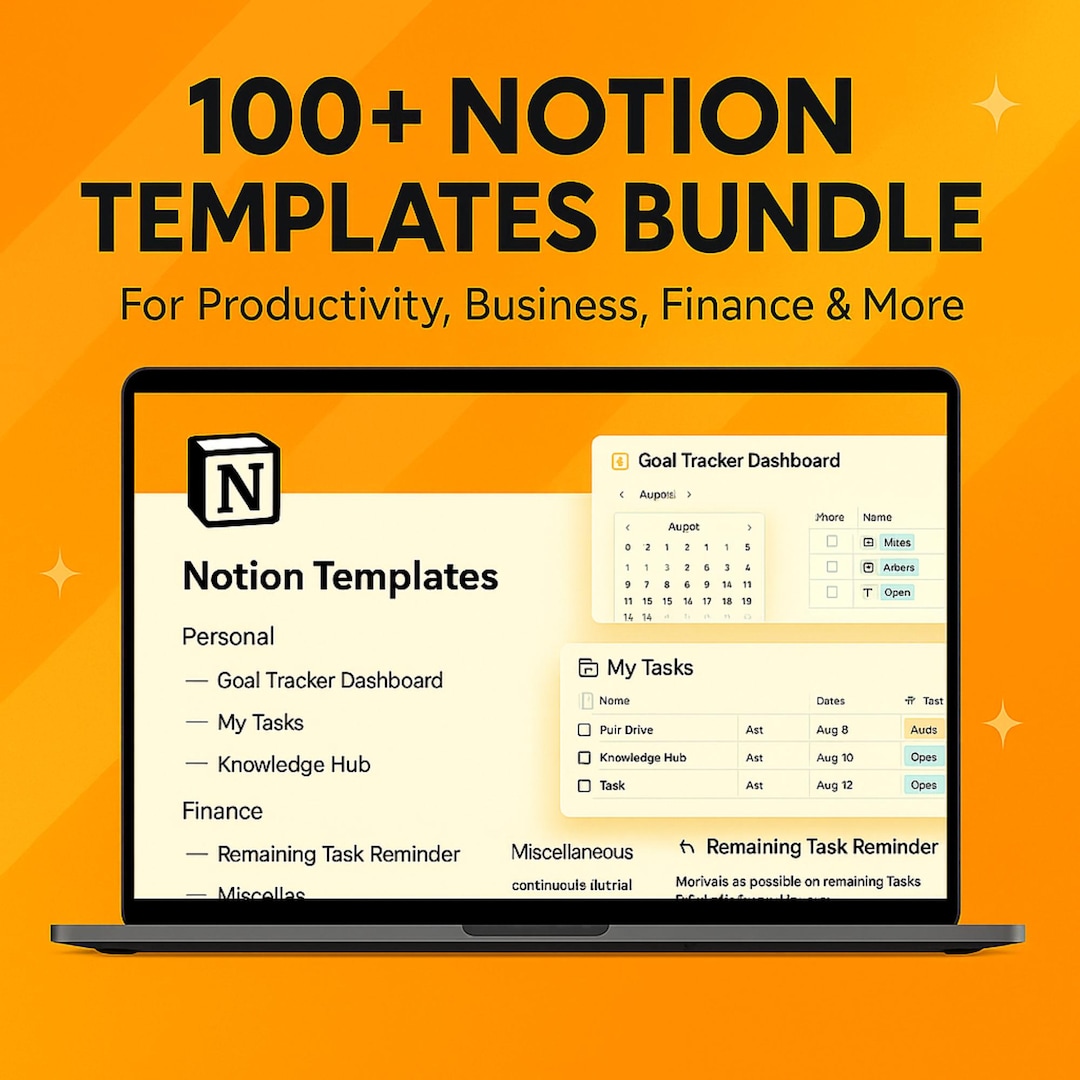 100+ Notion Templates Bundle Business & Life Planner (PLR) Etsy
