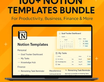 Bundel met 100+ Notion-sjablonen: Business & Life Planner (PLR)