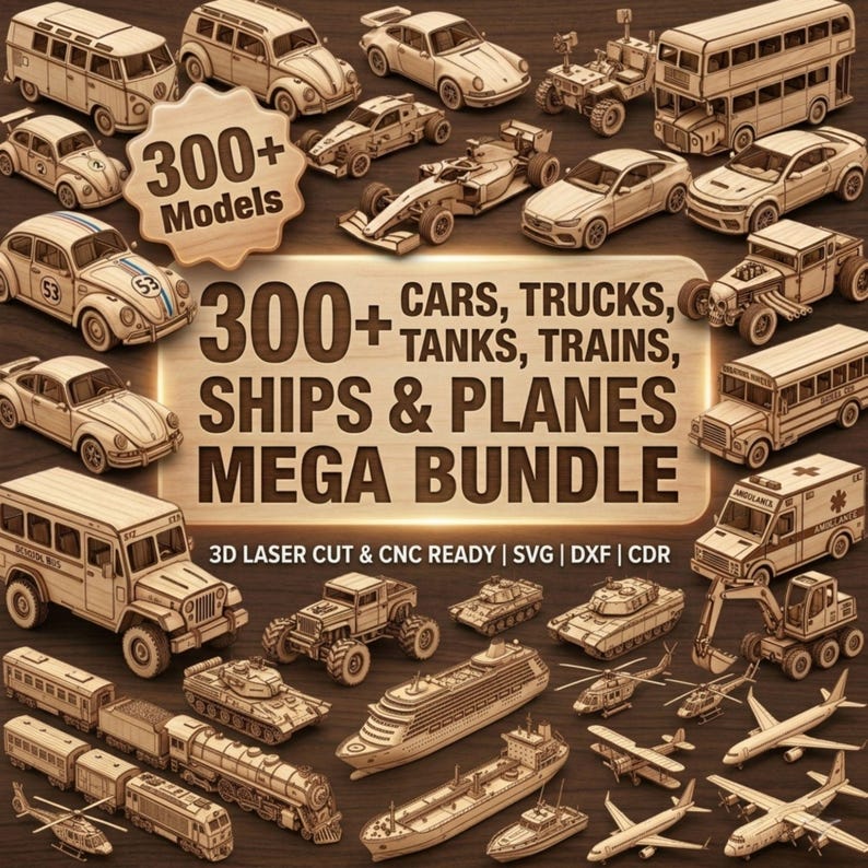 300+ Vehicle Laser Cut Files Svg Dxf Cdr | Wooden Model Plans | Laser ...