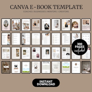 Canva E-book Template, 300 Pages Canva Workbook Template, Coaching Course Template, Lead Magnet Template, Course Creator, Canva Ebook, PLR,