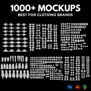 1000+ Streetwear Vektor Mock-Up Pack Benutzerdefinierte Kleidung Marke Mock-Up Vorlagen Streetwear Mockup Mode Wohnungen mock-ups Bundle Streetwear