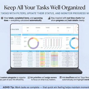 Uppgiftsspårare Kalkylblad Google Sheets Excel Digital att-göra-lista Produktivitetsmallhanterare Arbetsorganisation Team Projektledare bild 2