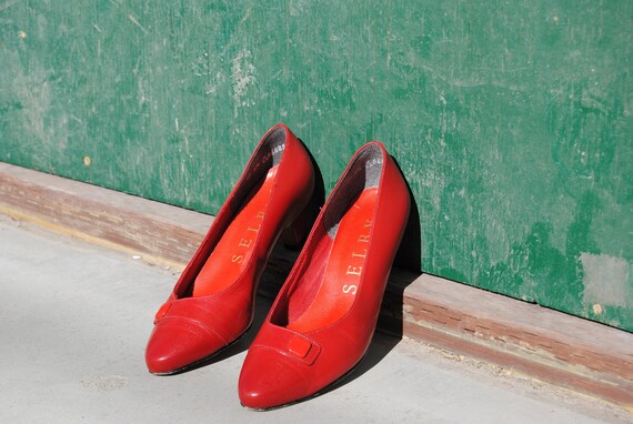 Vintage 1980's Candy Apple Red Leather Heels