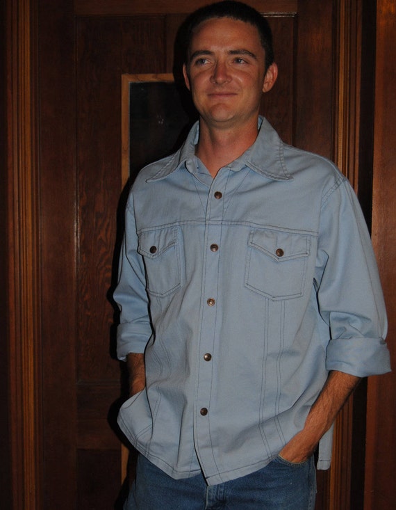 snap button denim shirt