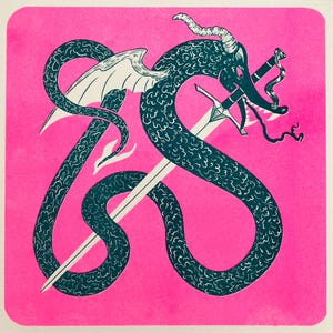 Vibrant Dragon Risograph Print