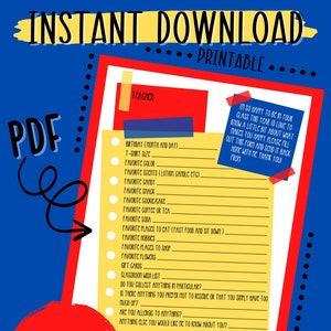 PRINTABLE Teacher Questionnaire, Get to Know Your Teacher, Back to School, New Teacher