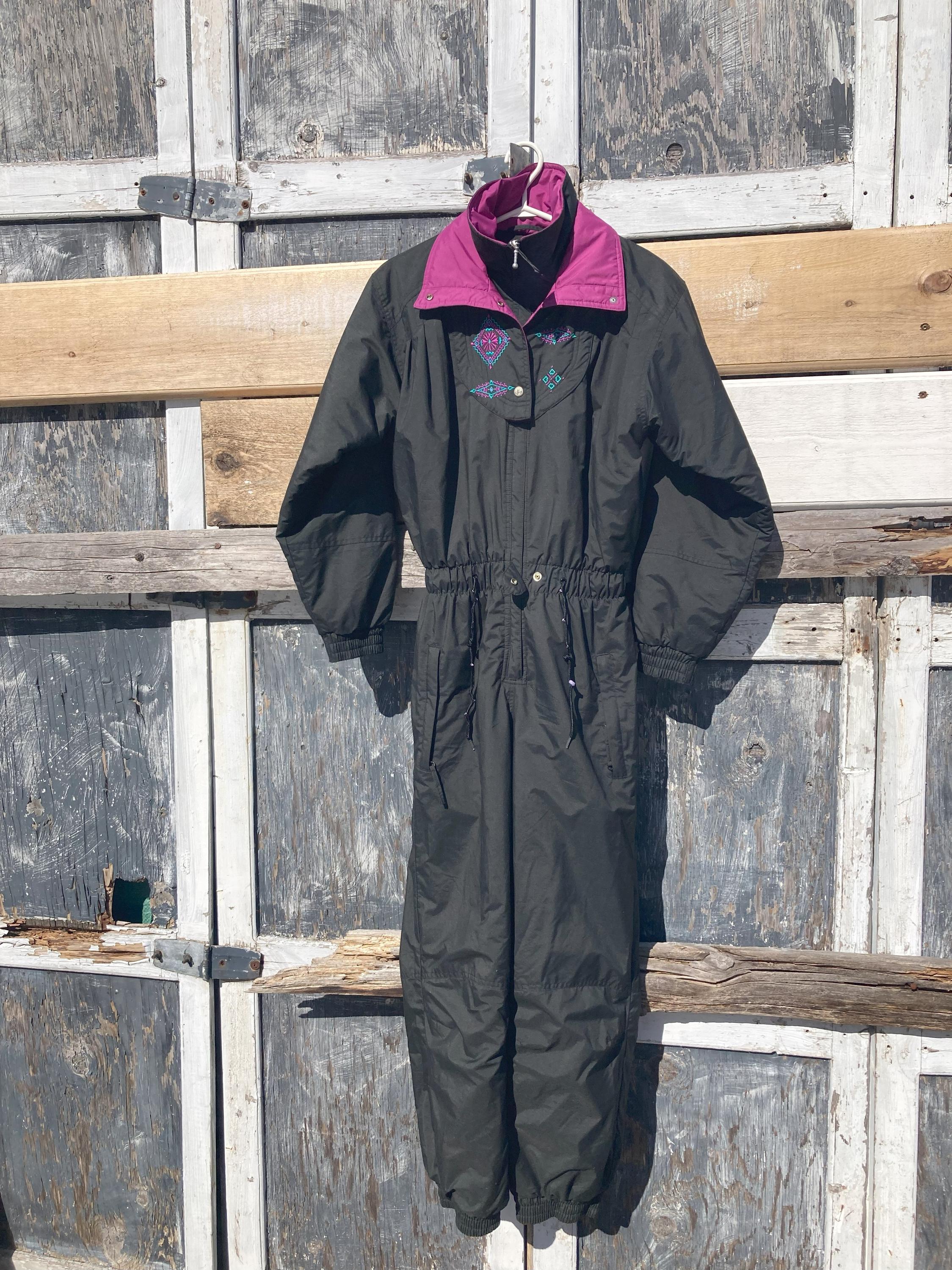 4505 - Combinaison de ski vintage avec ceinture et col montant - Noir