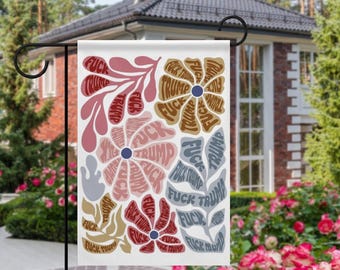 Bandera floral anti-Trump para jardín, con texto "Fuck Trump", regalo feminista, decoración de jardín anti-Trump, 30 x 45 cm