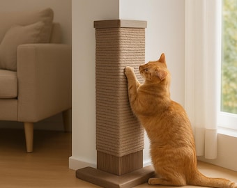 Rascador de esquina para gatos de pared – Rascador de sisal de madera que ahorra espacio – Regalo para dueños de gatos