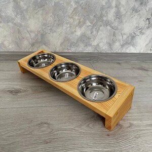 Rustic Wooden Pet Feeder with Stainless Steel Bowls - Elevated Dog & Cat Stand