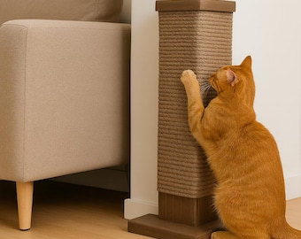 Rascador de esquina para gatos: protector de pared o mueble. Rascador de madera de yute para gatos que ahorra espacio. Regalo para dueños de gatos.
