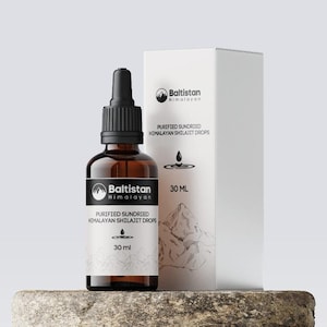 Baltistan Himalayan Shilajit Drops - 30 ml - Supplément naturel d&#39;énergie et de bien-être - Source d&#39;énergie, acide fulvique et plus de 85 oligo-éléments