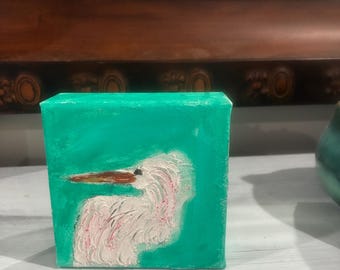 Mini Textured Egret on canvas