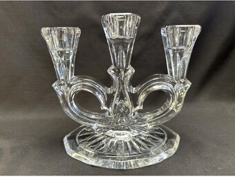 Elegante candeliere in cristallo a tre bracci vintage con base ovale