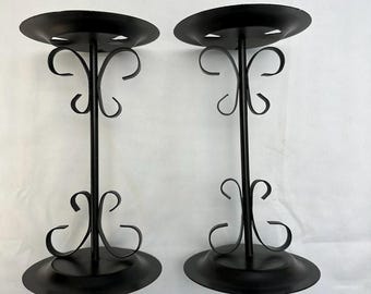 Freestanding Black Metal Candle Holders