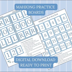Mahjong Practice Board -  Solo Play Board Printable - (Digital Download)