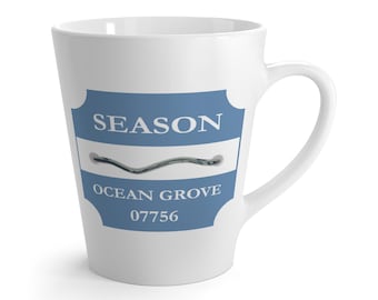 Ocean Grove NJ Latte Mug | Retro Coastal Beach Tag