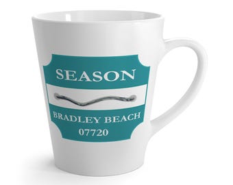 Bradley Beach NJ Latte Mug | Retro Coastal Beach Tag