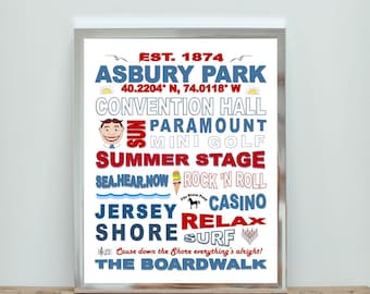 Asbury Park NJ Wall Art – Coastal Typography Print, Digital Download