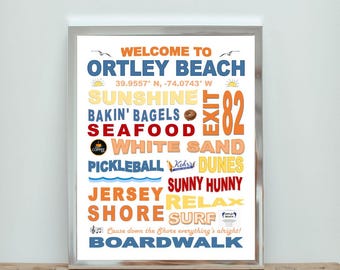 Ortley Beach NJ Wall Art – Coastal Typography Print, Digital Download