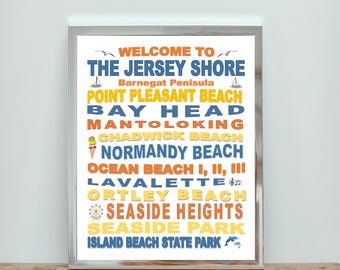 Jersey Shore Beaches Fine Art Poster, Retro Wall Decor, Jersey Shore, Seaside Heights, Point Pleasant, Colorful Poster (Digital Download)