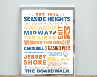 Seaside Heights NJ Wall Art – Coastal Typography Print, Digital Download