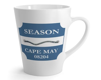 Cape May NJ Latte Mug | Retro Coastal Beach Tag
