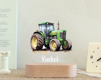 Cartoon Green Tractor Light, Baby Gift, Custom Girls Boys Night Light, Cars Night Lamp, Nursery Decor, Night Light Gift, Bedroom Light