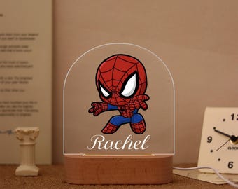 Spiderman Cartoon Night Light, Baby Gift, Custom Girls Boys Night Light, Cartoon Night Lamp, Nursery Decor, Night Light Gift, Bedroom Light