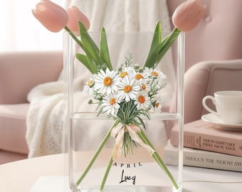 Birth Flowers Acrylic Book Vase, Cozy Reading Decor, Literary Home Decor, Book Shaped Flower Vase, Custom Book Vase, Gift For Bookish