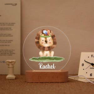 Cute Baby Lion, Giraffe Light, Baby Gift, Custom Girls Boys Night Light, Animals Night Lamp, Nursery Decor, Night Light Gift, Bedroom Light
