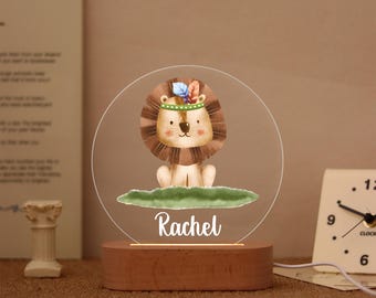 Cute Baby Lion, Giraffe Light, Baby Gift, Custom Girls Boys Night Light, Animals Night Lamp, Nursery Decor, Night Light Gift, Bedroom Light