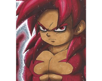 Goku SSJ4 Mini - Fine Art Printing - Smooth Matte Finish paper (Various sizes)