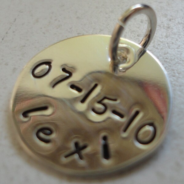 Name and Date Charm -- sterling silver