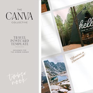Airbnb Postcard Template Set | Printable Vacation Rental Guest Stationery | Editable Canva Postcards | Short-Term Rental Printables