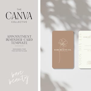 Modelo de cartão de lembrete de compromisso editável | Lembrete de cliente de esteticista e salão de beleza | Modelo Canva