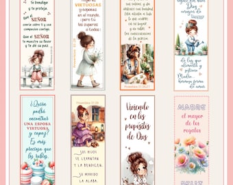 Marcapáginas Bíblicos Imprimibles, Puntos de Libro Cristianos, Regalo para Mujer Iglesia, Versículos PDF, Separadores de Biblia Mujer.