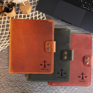 Leather Lawyer Gift, Law School Gift Ideas, Monogrammed Gift for Attorney or Judge or Lawyer, Leather Portfolio, Custom Padfolio for Him