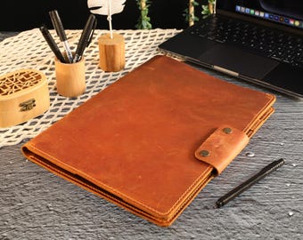 Leather Portfolio A4-A5, Leather Padfolio Organizer, Business Portfolio Folder, Personalized Leather Organizer Gift, Gift for Him/Dad/Boss